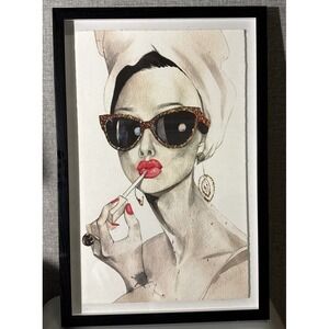 Audrey Hepburn Pink Lipstick Framed Art Print